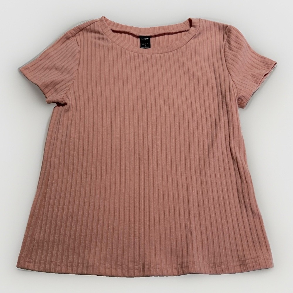 SHEIN Pink Ribbed T Shirt Small